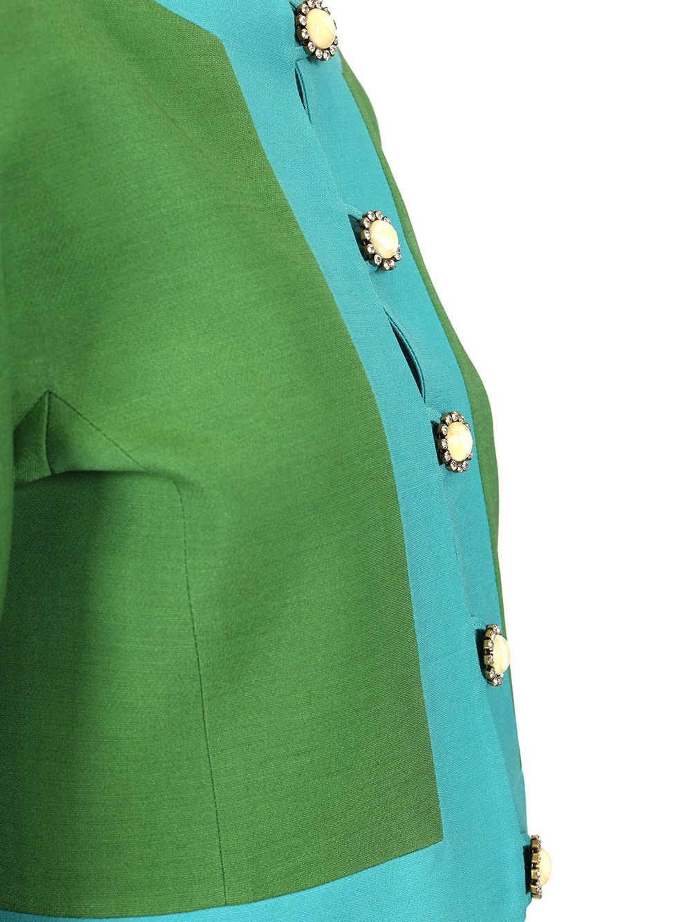 Valentino Short Green And Turquoise Jacket In Nude
