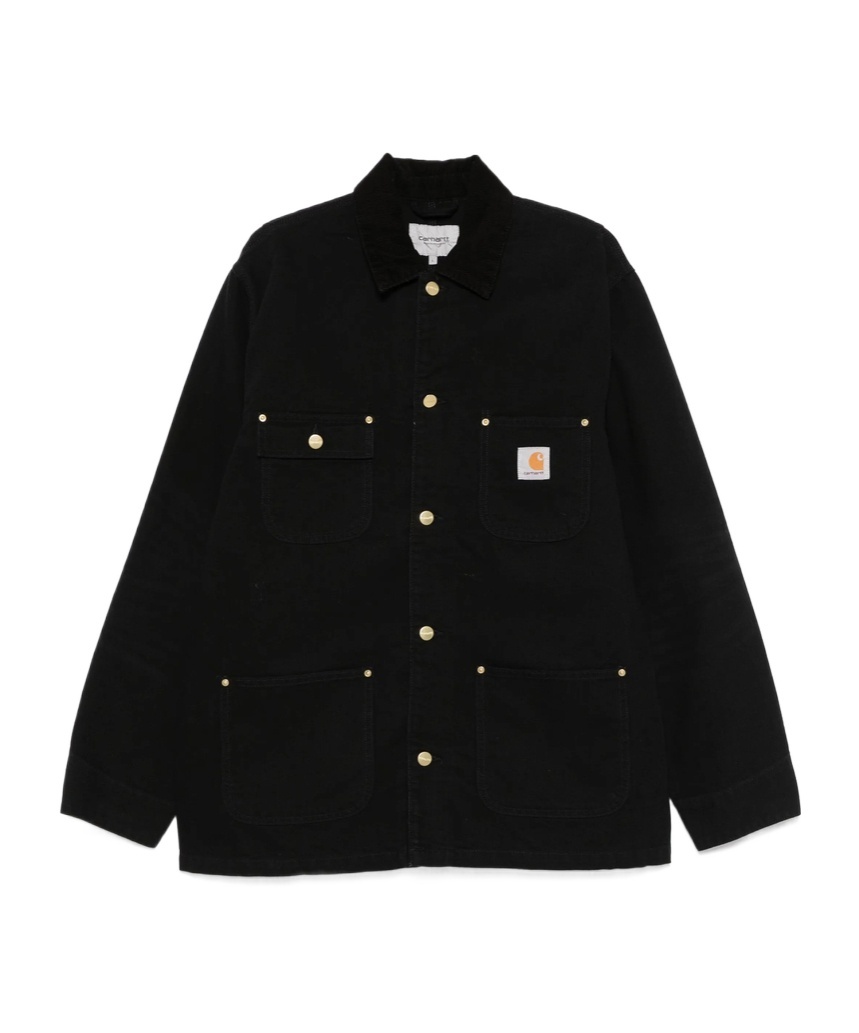 Carhartt Michigan Corduroy-trimmed Organic Cotton-canvas Chore Jacket In Black