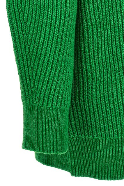 Jil Sander Oversized V Neck Ribbed Knit Sweater In Green