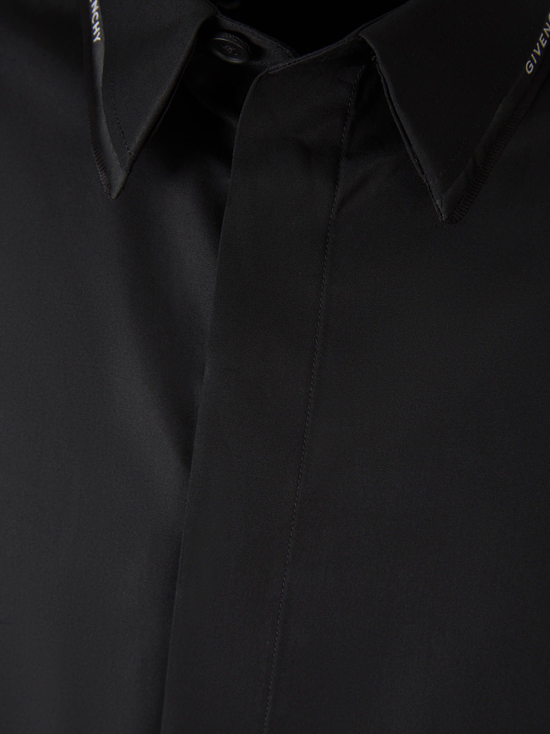 Givenchy Logo Engraved Metal Clip Long-sleeved Shirt In Black