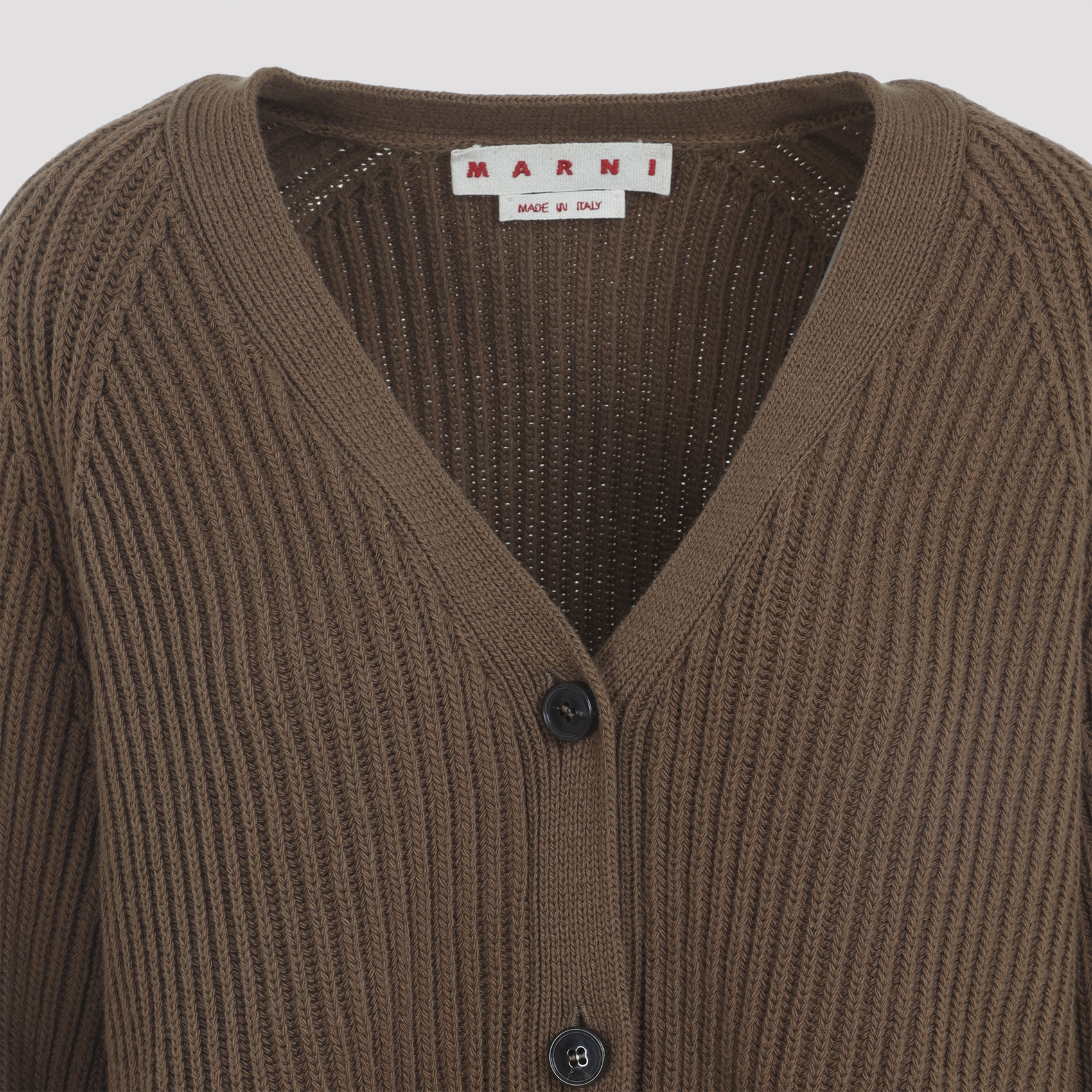 Marni Two Tone V Neck Cardigan In Green