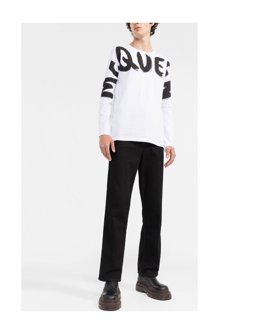Alexander Mcqueen Logo-print Long-sleeve Top In White