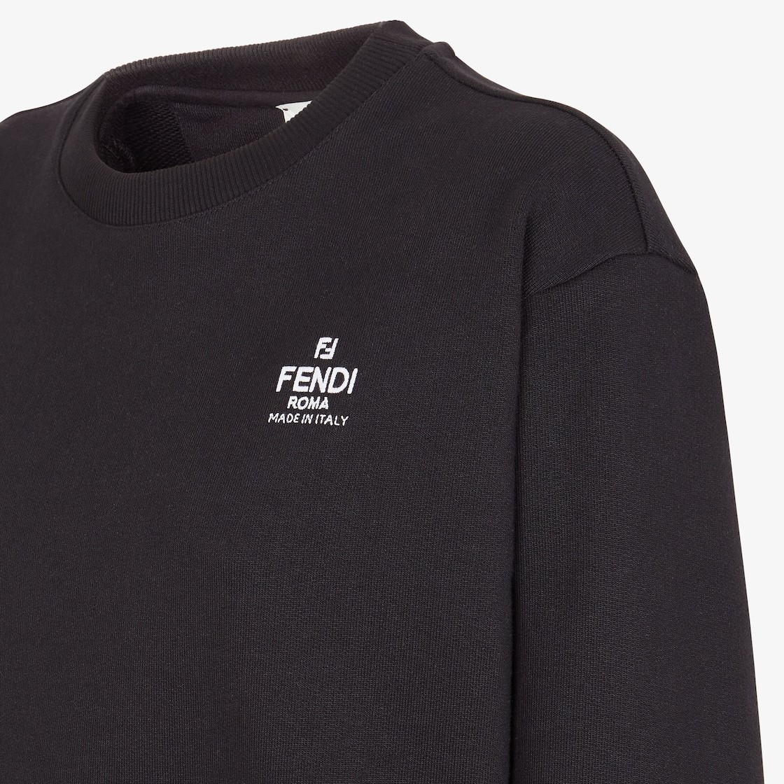 Fendi Logo-embroidered Cotton Sweatshirt In Black