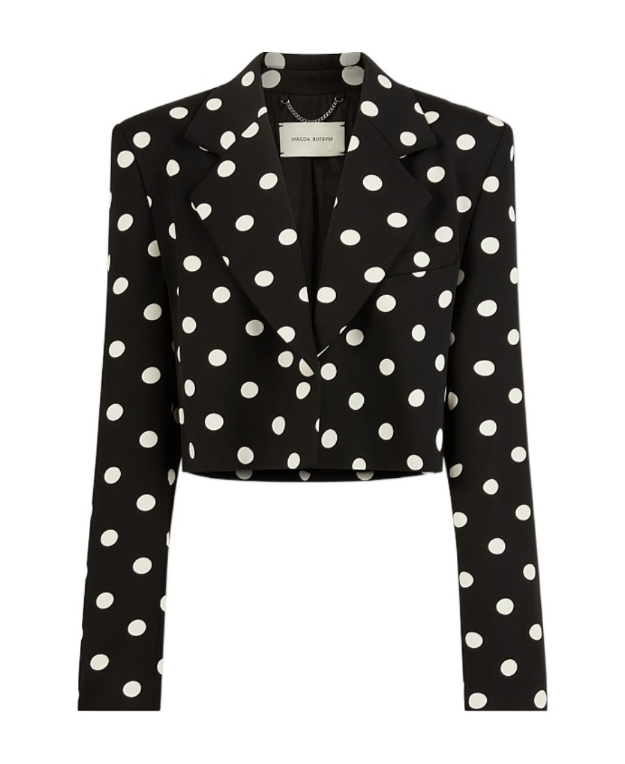 Magda Butrym Policy-dotted Short Printed Suit Coat In Black