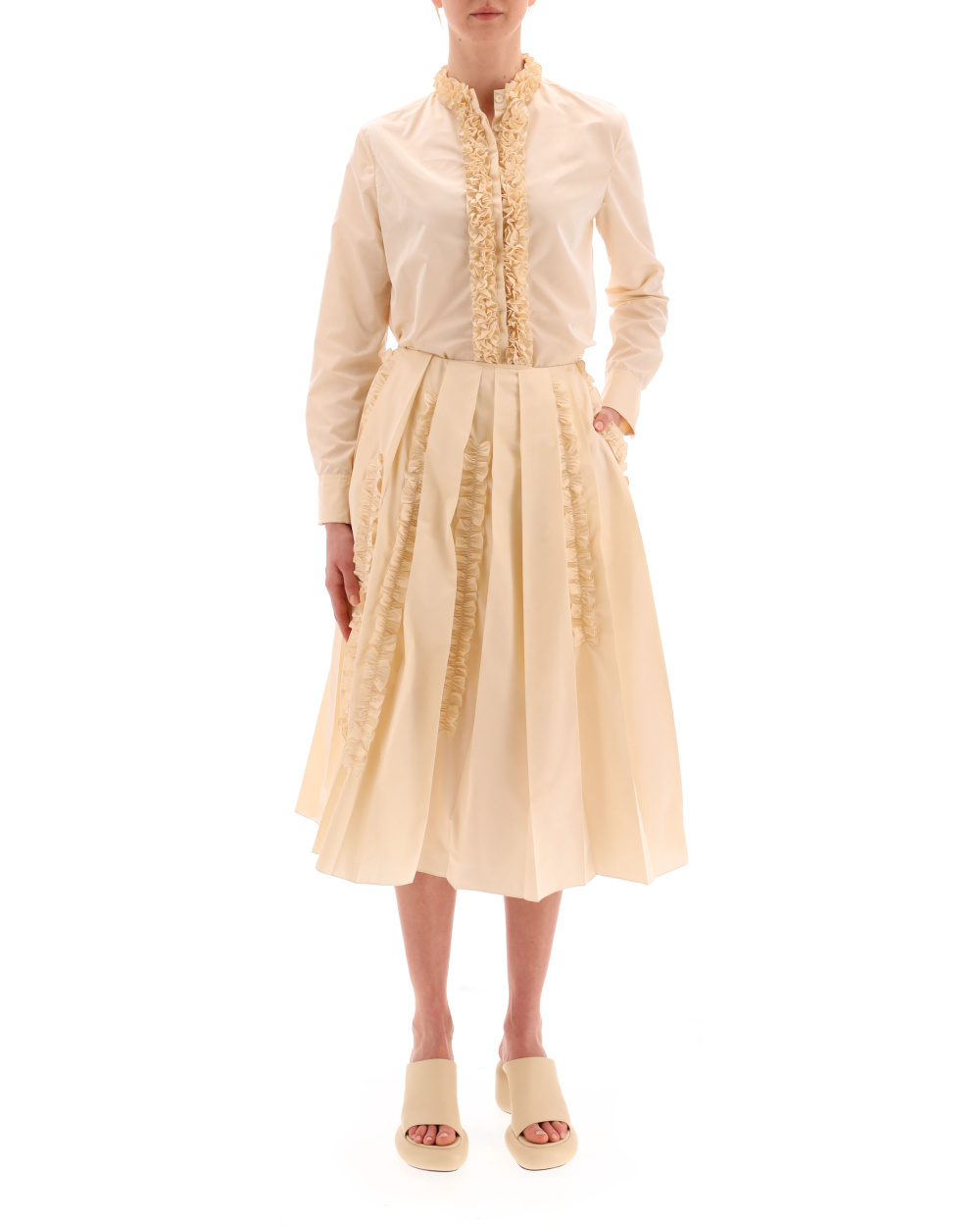 Jil Sander Pleated Skirt In Nude