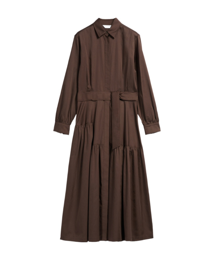 Max Mara Tiered-hem Shirt Dress In Brown