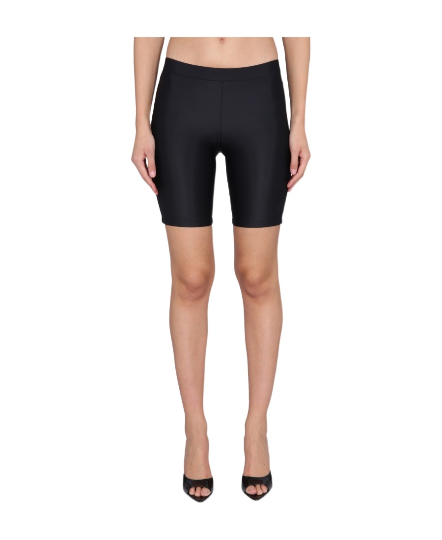 Ami Alexandre Mattiussi Ami Paris Stretch Elasticated Waistband Legging Shorts In Black
