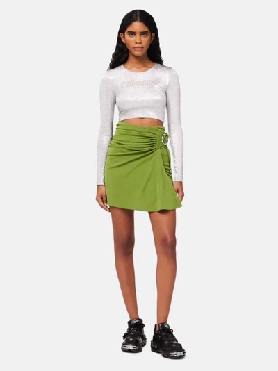 Shop Rabanne Draped Crepe Wrap Skirt In Green