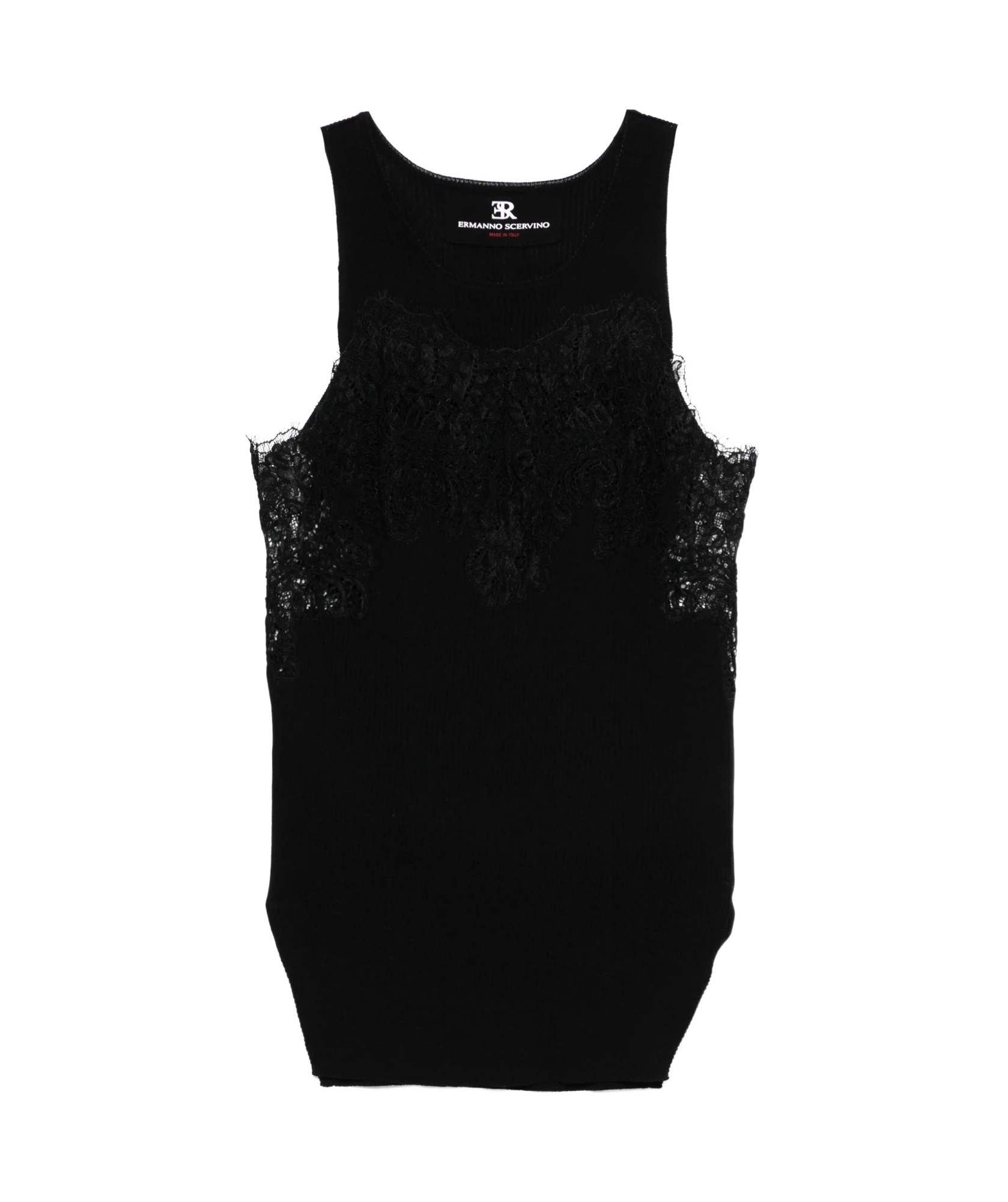 Ermanno Scervino Lace-panel Tank Top In Black