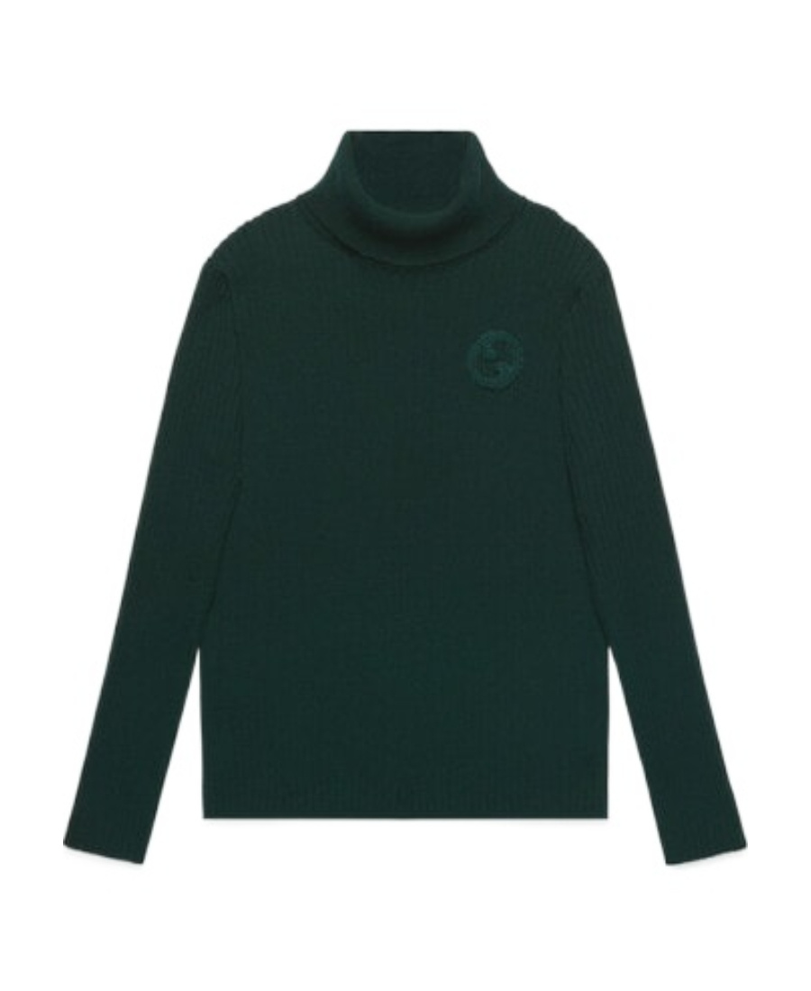 Gucci Logo-embroidered Ribbed Wool Jumper In Black