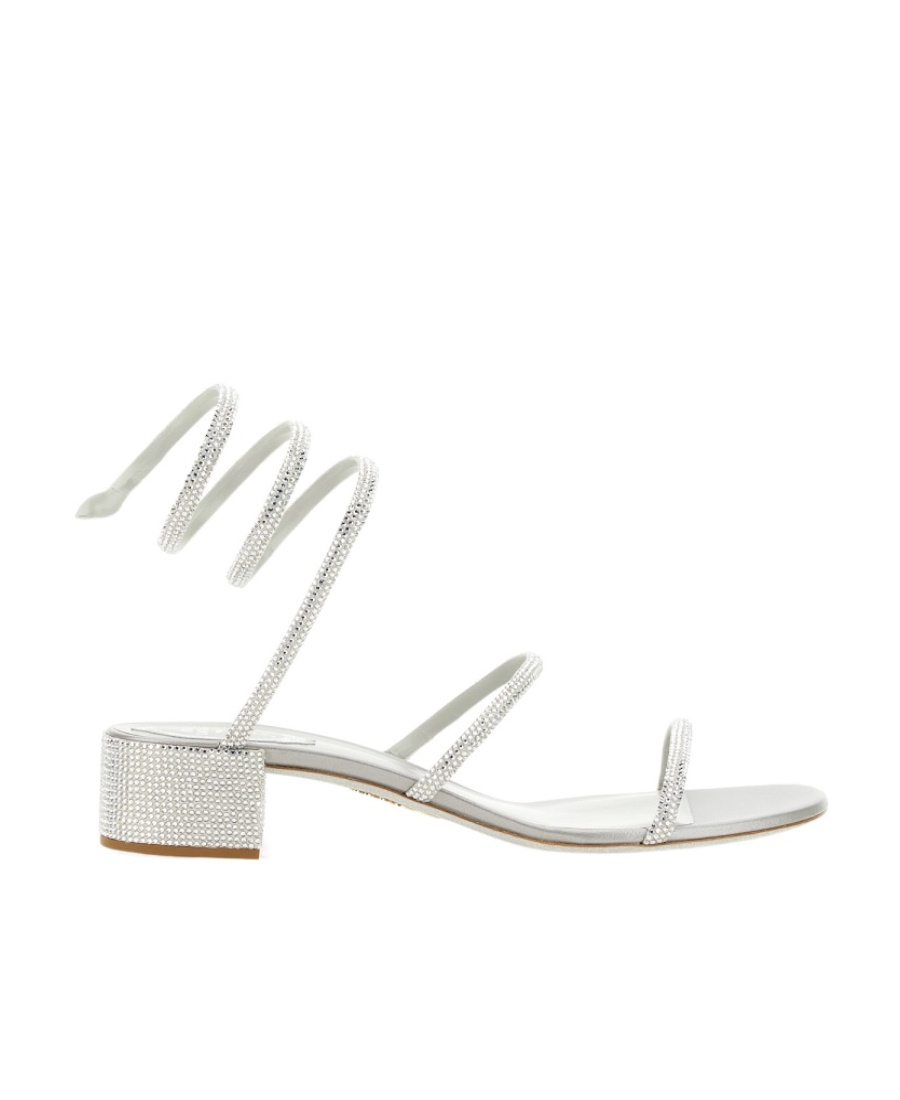 René Caovilla Cleo Crystal-embellished Sandals In White