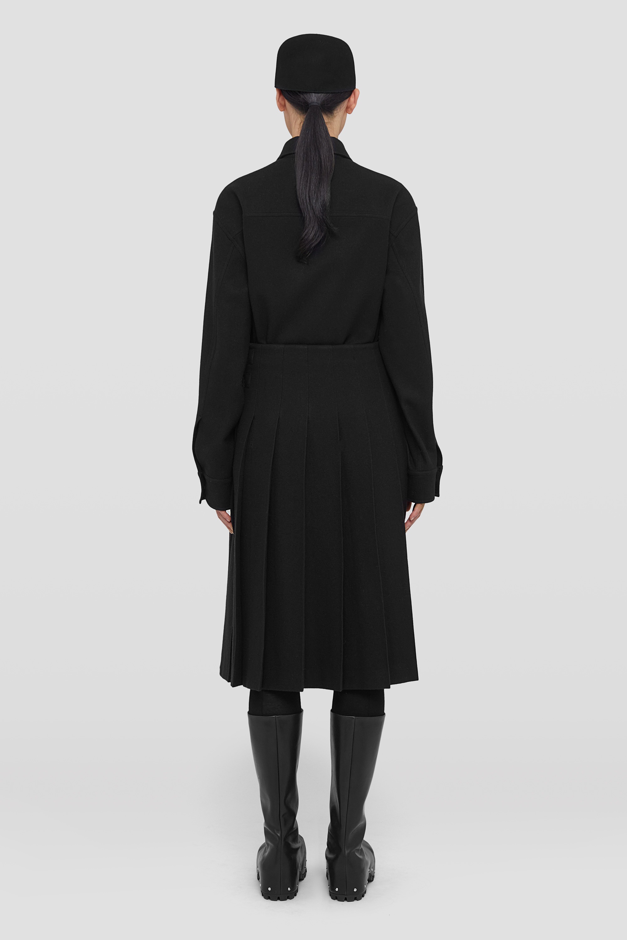 Jil Sander Long-sleeve Wool Flannel Overshirt In Black
