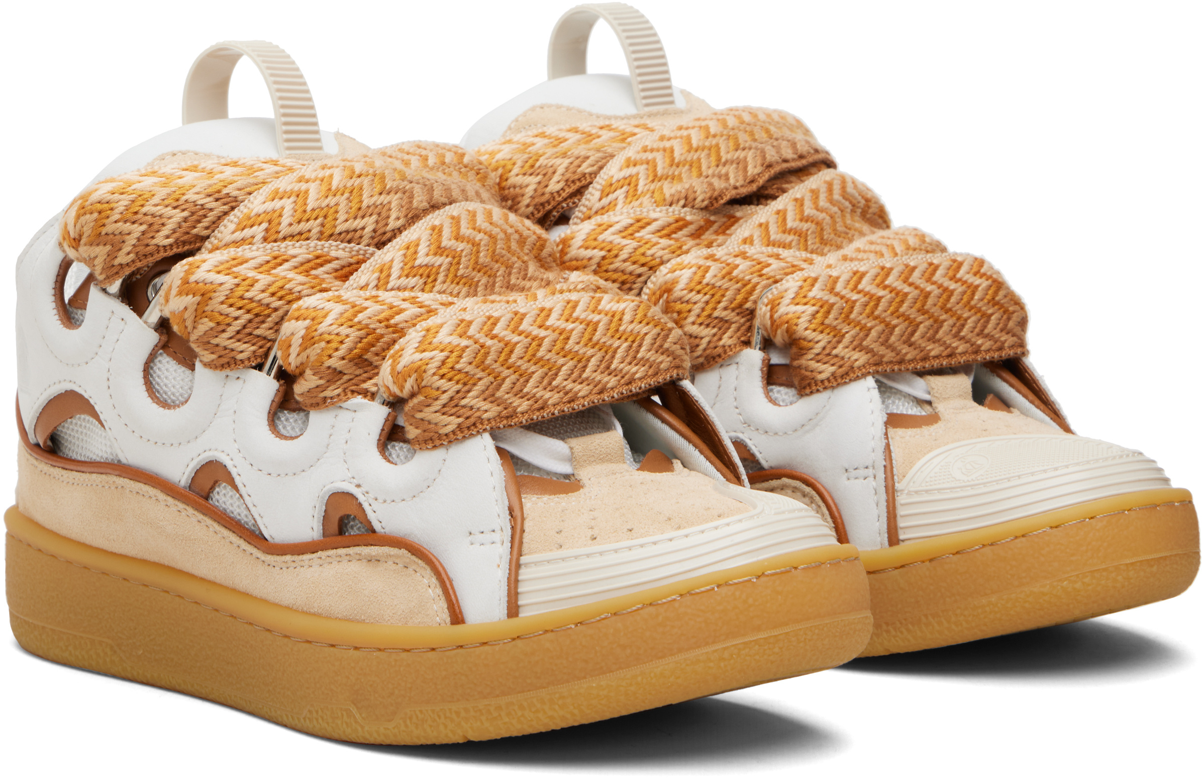 Lanvin Curb Leather Sneakers In Multi