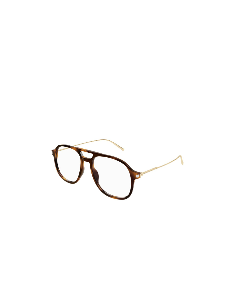 Saint Laurent Tortoiseshell-effect Pilot-frame Glasses In Black