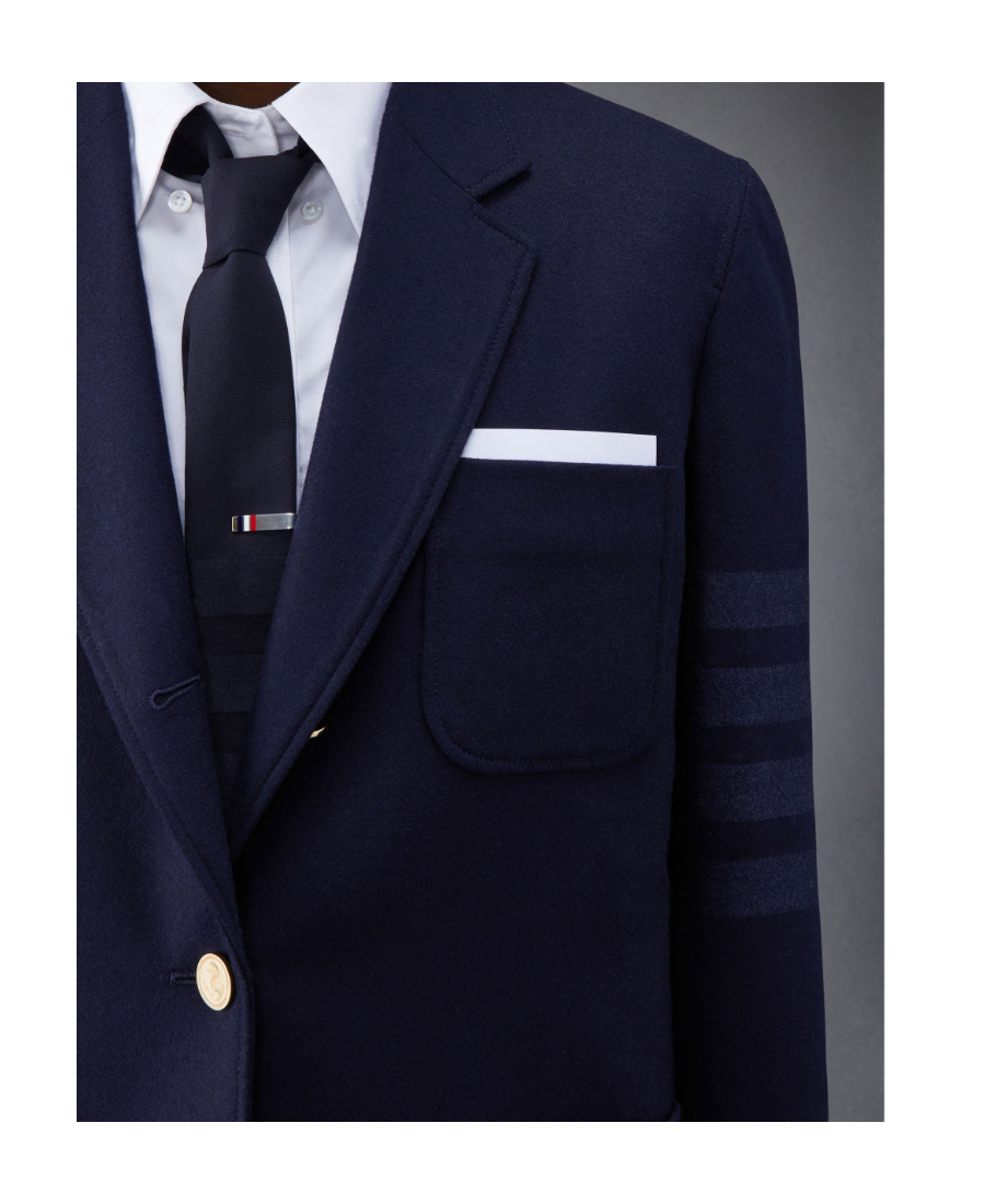 Thom Browne Single-breasted Stripe-sleeve Blazer In Black