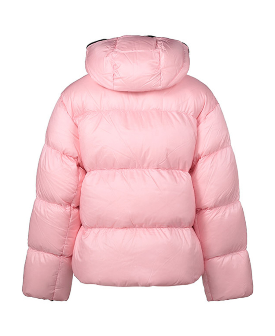 Duvetica Long Sleeved Hooded Down Jacket In Pink