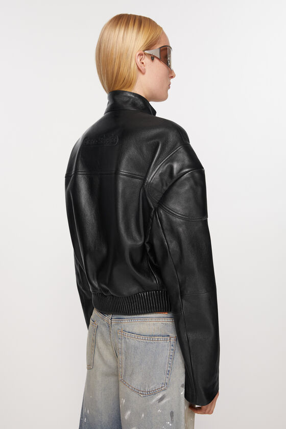 Acne Studios Logo-embossed Leather Jacket In Black