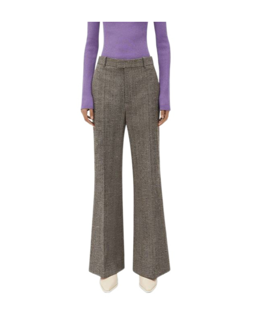 Bottega Veneta Mélange Tailored Flared Trousers In Green