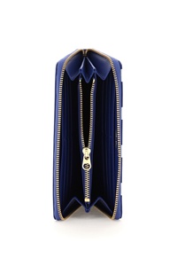 Comme Des Garçons Polka Dot-print Zip-around Wallet In Blue