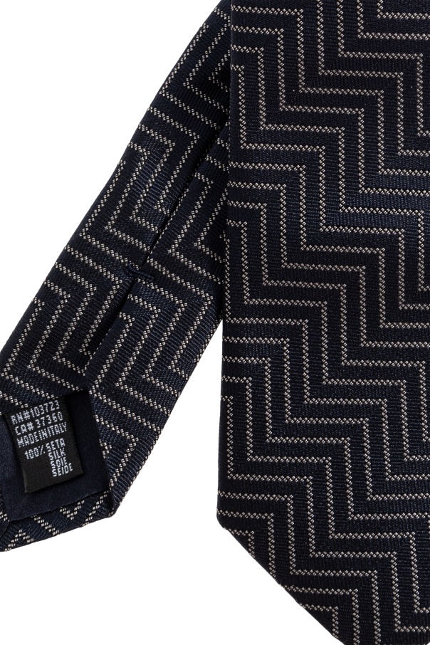 Giorgio Armani Geometric-pattern Silk Tie In Blue