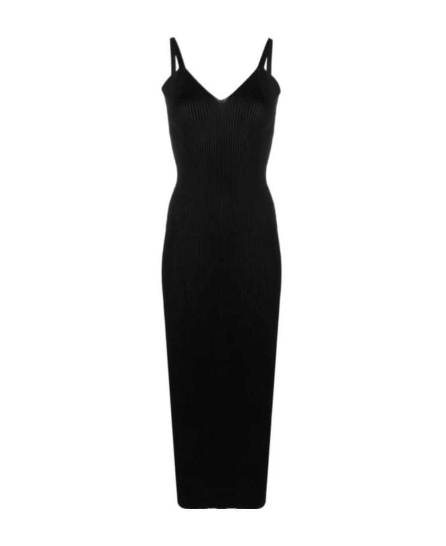 Our Legacy V-neck Ribbed-knit Dress In Black