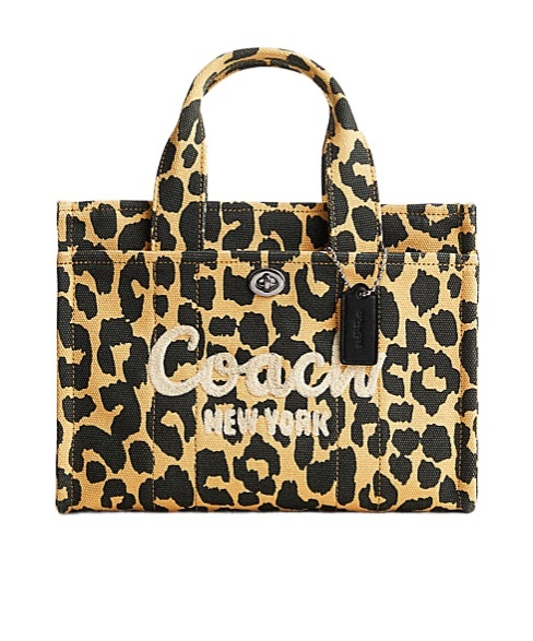 Coach Leopard Cargo 26 Tote Bag In Black