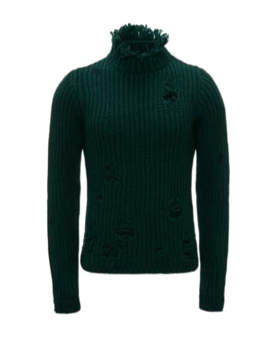 Jw Anderson Distressed-effect Merino-wool Jumper In Black