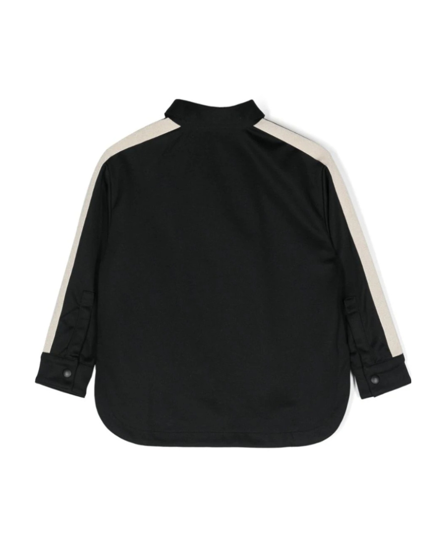 Palm Angels Logo-print Striped Shirt Jacket In Black