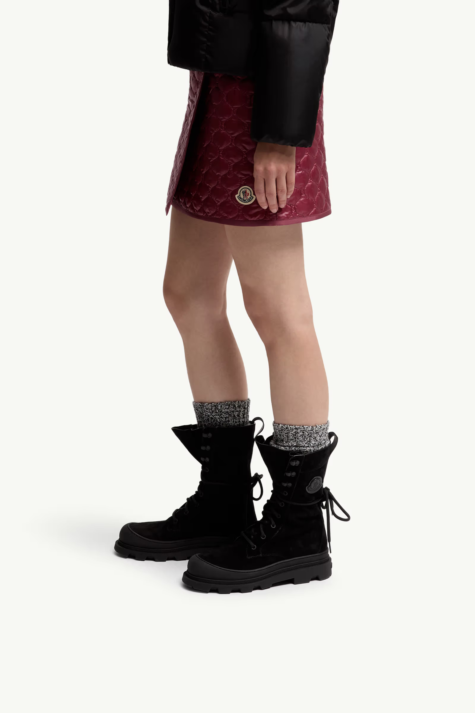 Moncler Vera High Suede Lace-up Boots In Black