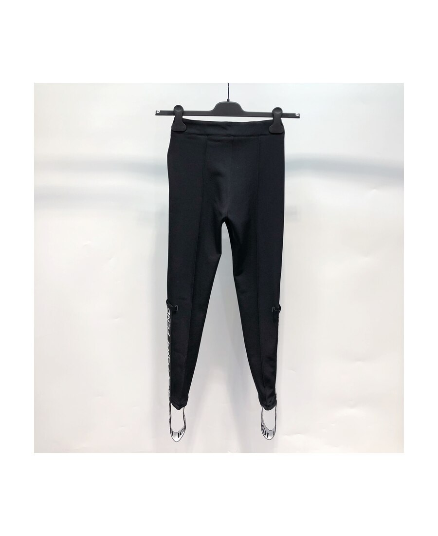 Shop Fendi Elastic Strap Feet Leggings In Black