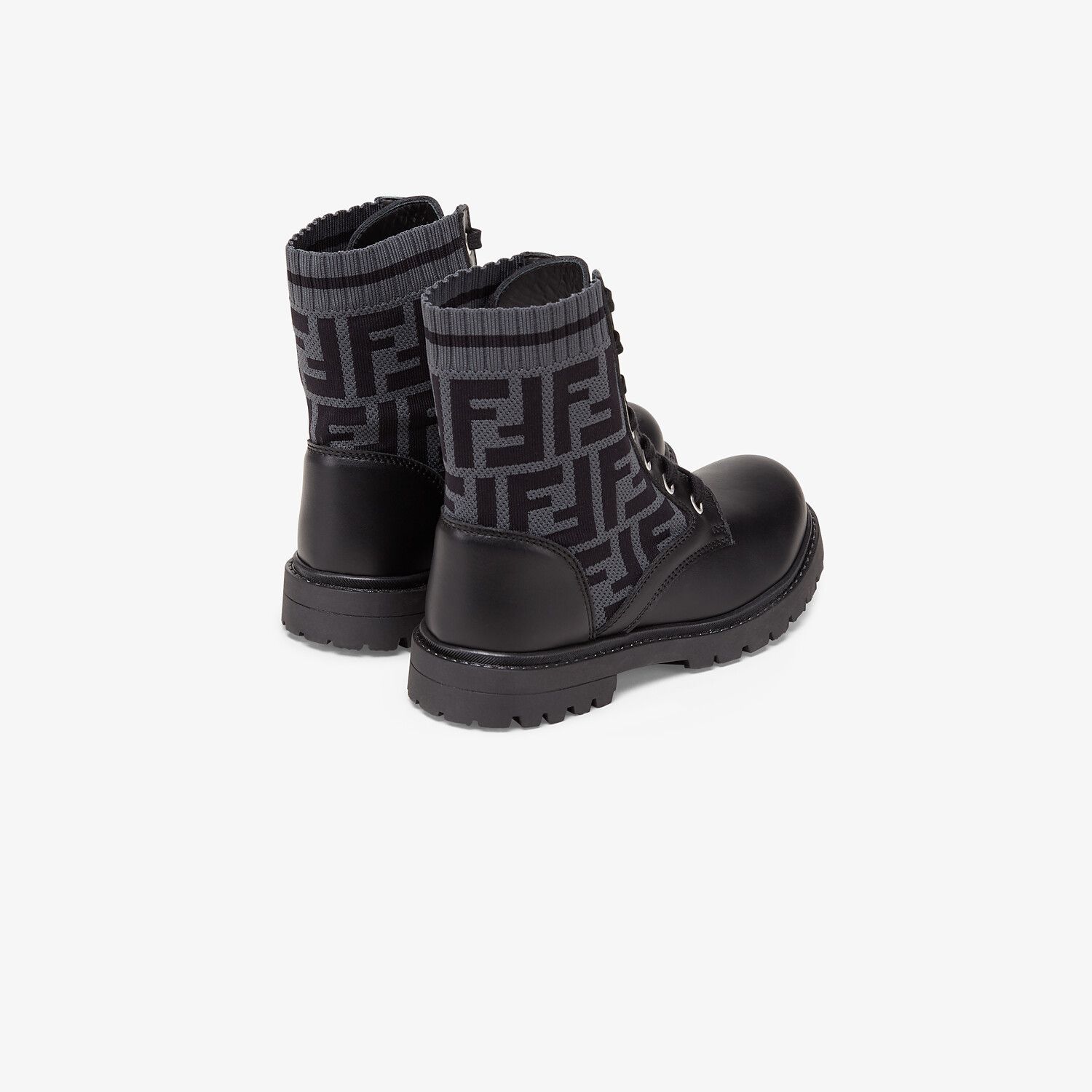FENDI BLACK LEATHER JUNIOR BIKER BOOTS