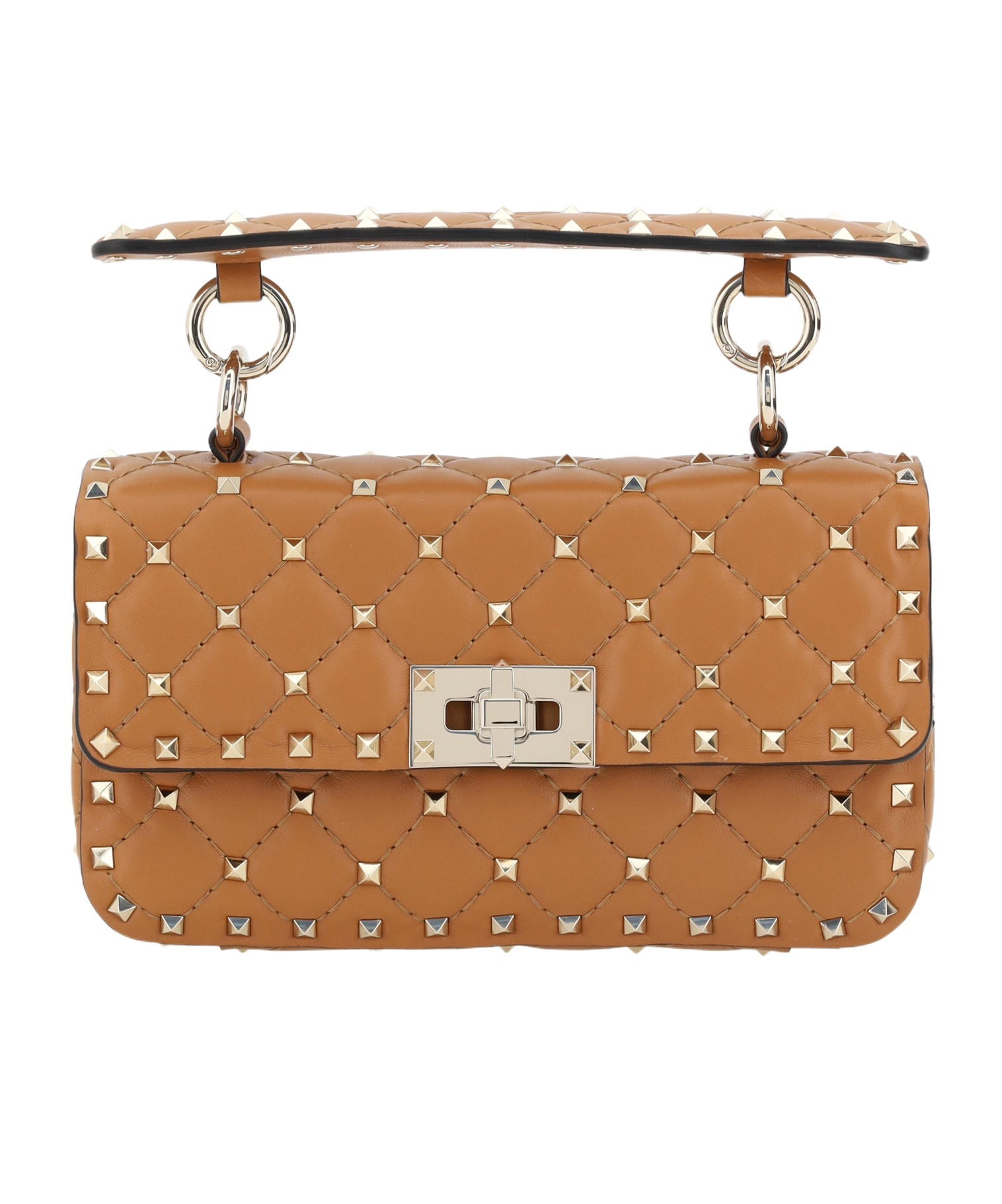 Valentino Garavani Rockstud Spike Small Shoulder Bag In Brown