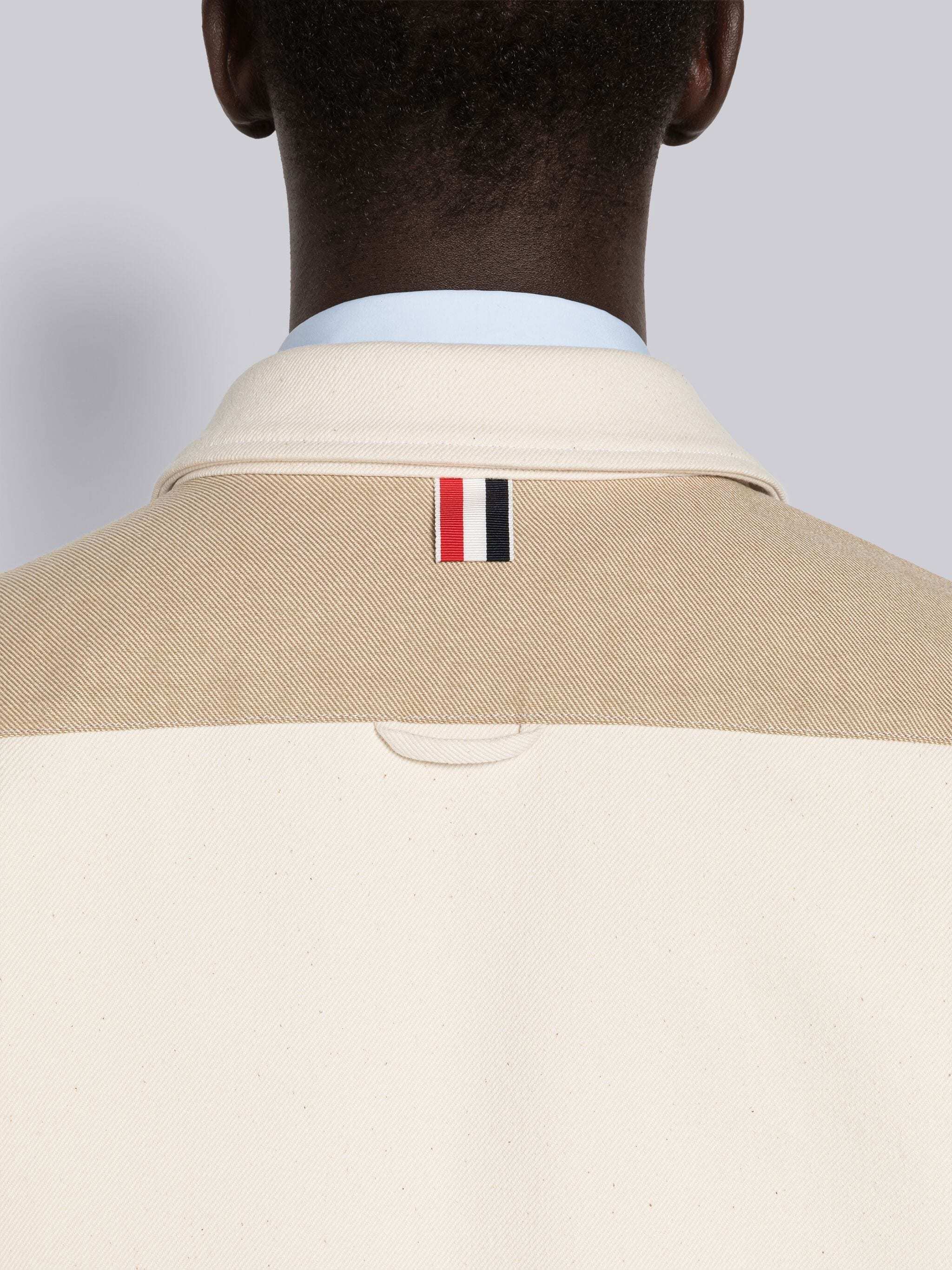 Thom Browne 4-bar Patchwork Denim Shirt In White