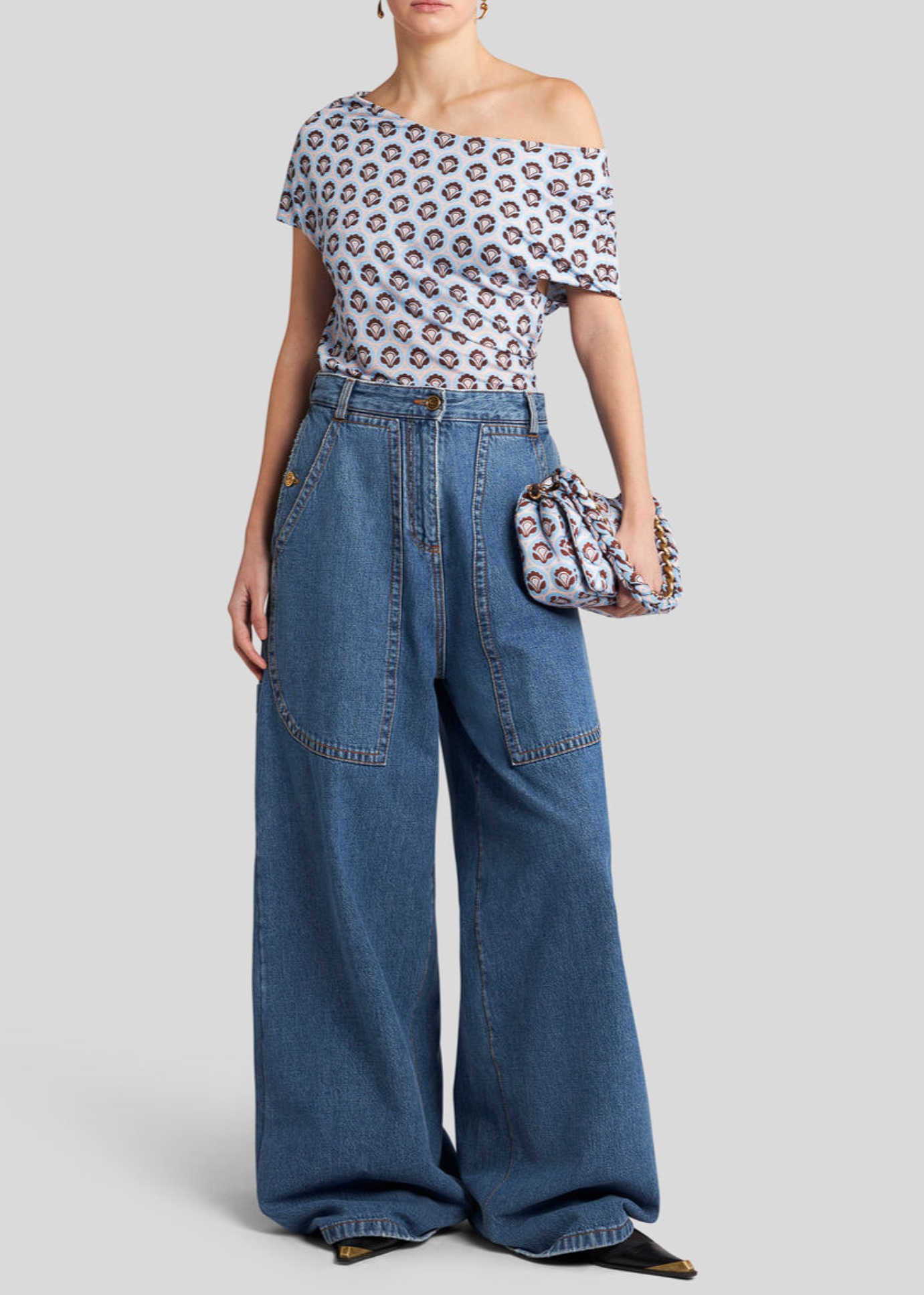 Etro Abstract-print Asymmetric Top In Multicolor