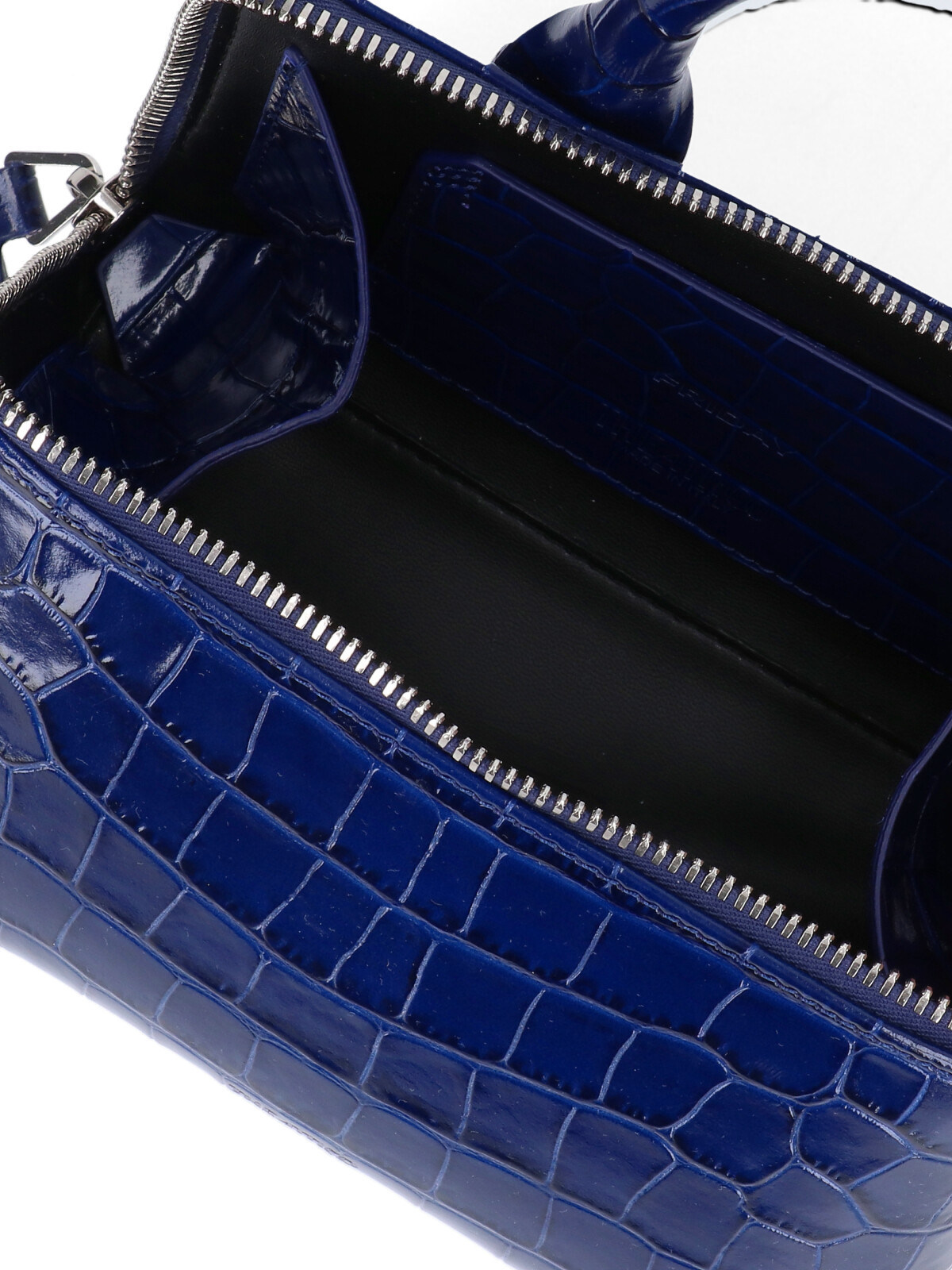 Attico Friday Crocodile-effect Top-handle Mini Bag In Blue