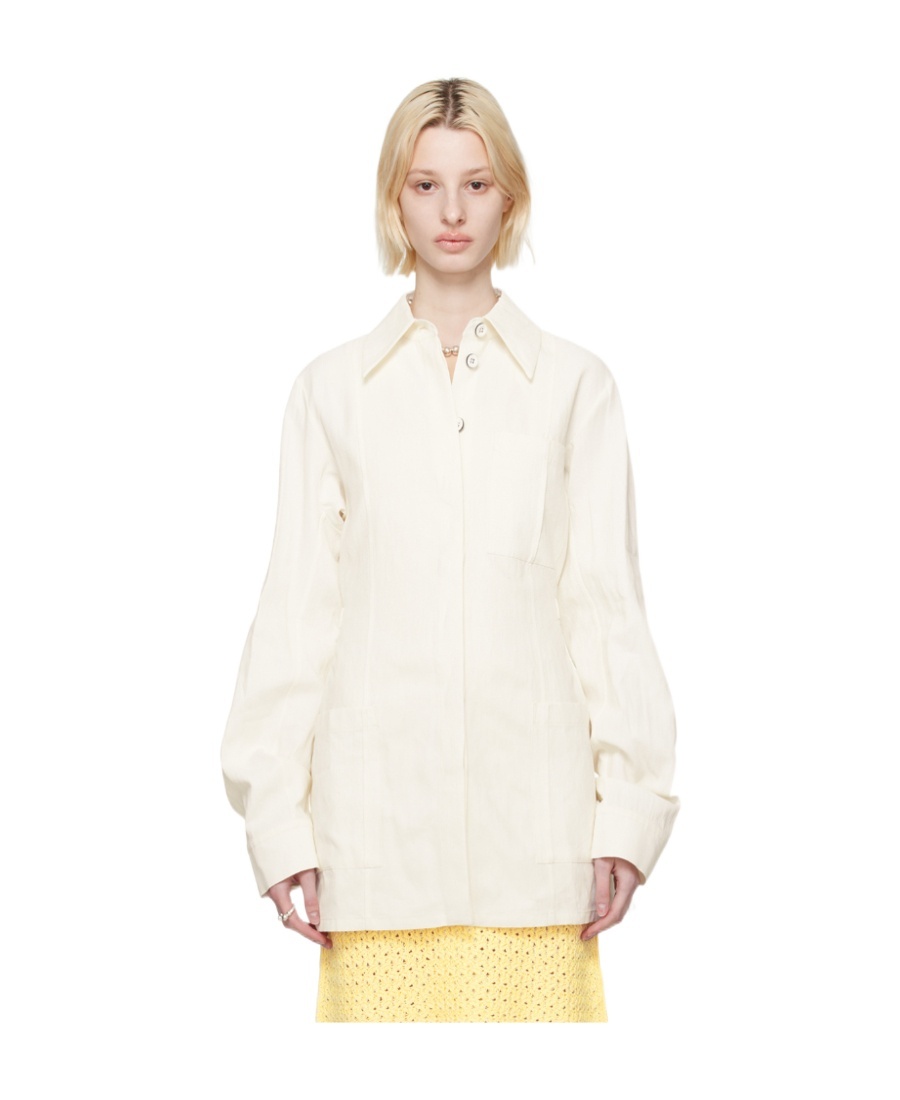 Shop Jil Sander Tie-waist Linen Jacket In White
