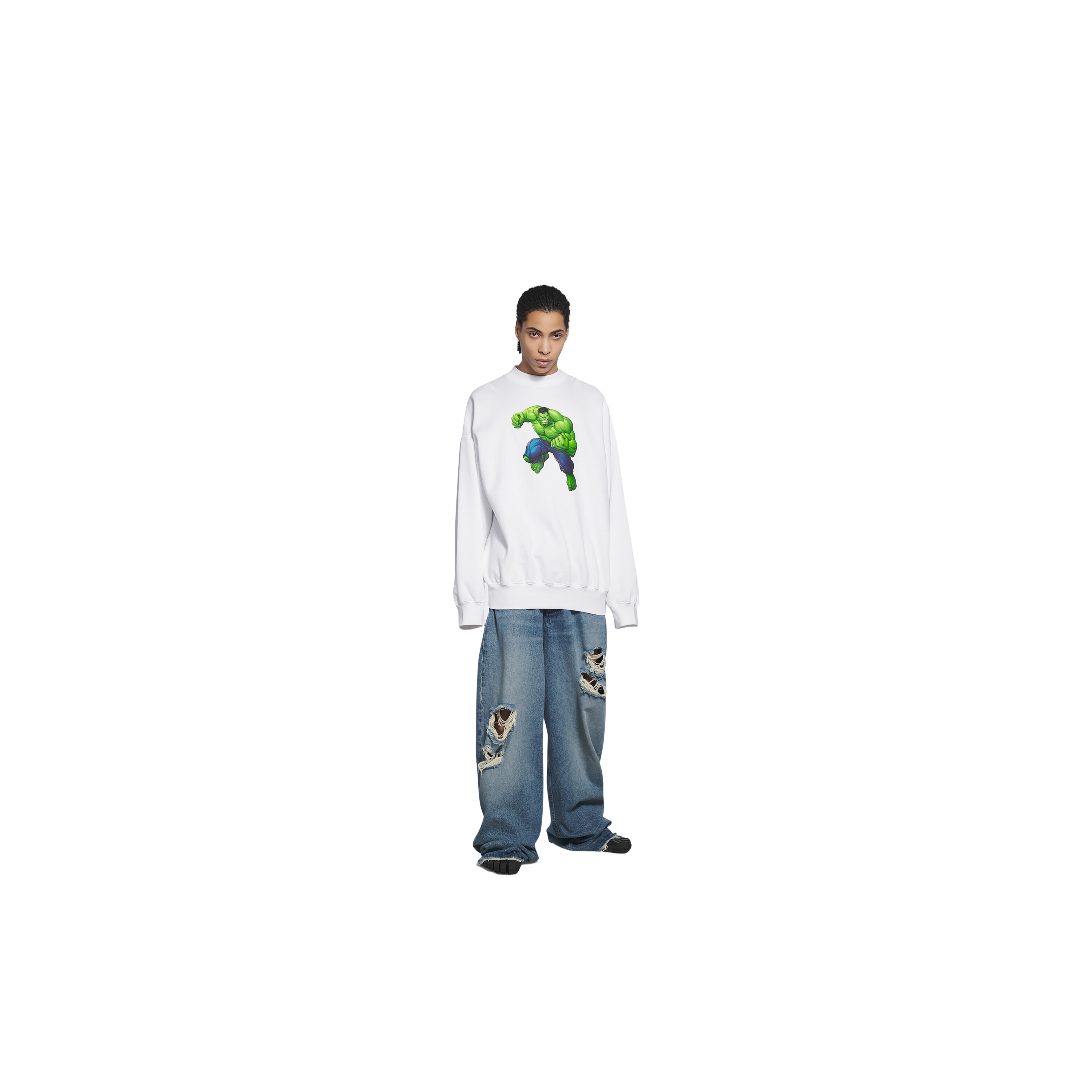 Balenciaga Printed Pattern Sweater In White