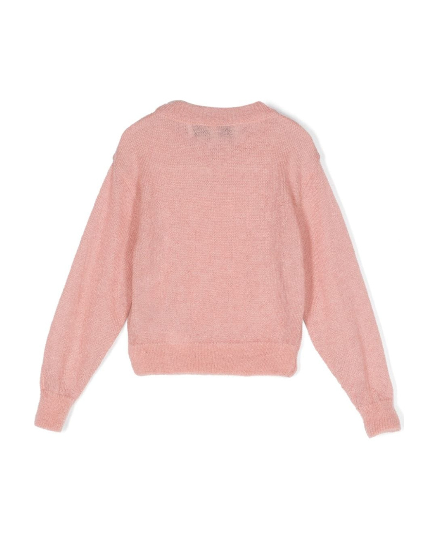 Simonetta Rhinestone-embellished Crew-neck Jumper In Pink