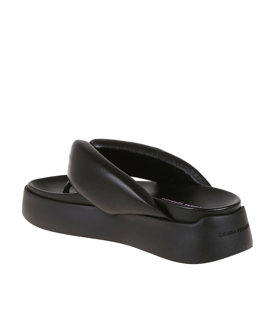 Shop Chiara Ferragni Logo Detailed Platform Flip Flops In Black
