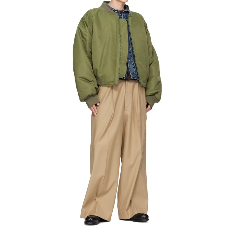 Hed Mayner Khaki Nylon Bomber Jacket In Green