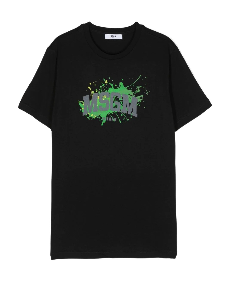 MSGM LOGO PRINTED T-SHIRT WITH LACQUER EFFECT