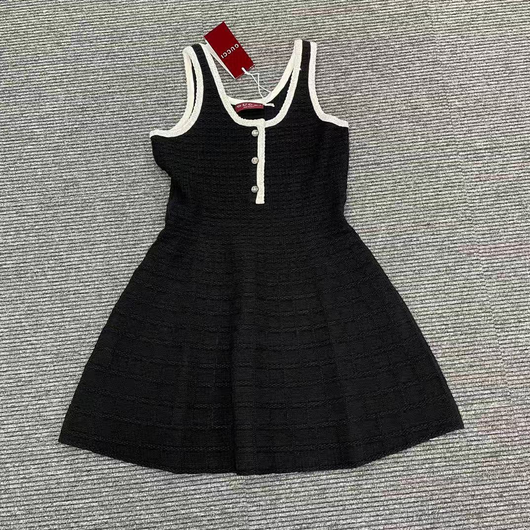 Gucci Tweed Wool Dress With Embroidery In Multi