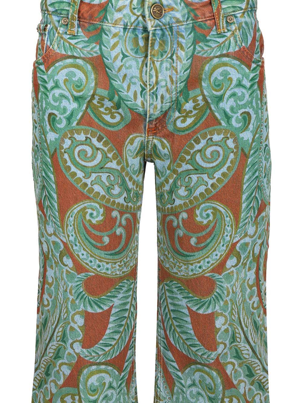 Etro Straight Fit With Paskey Motif Trousers Multicolor In Multi