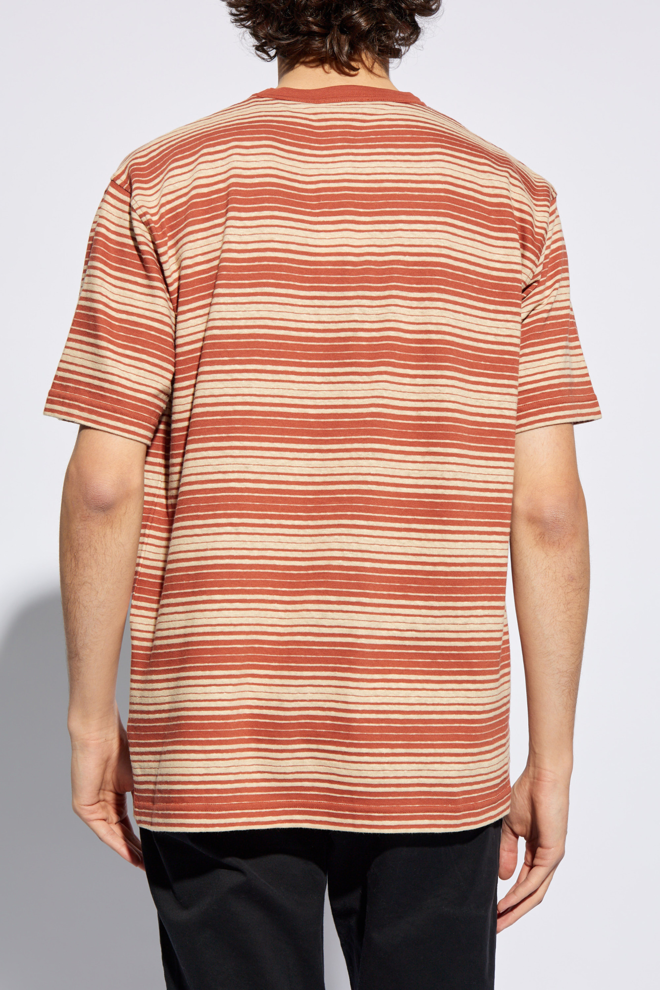 Norse Projects Johannes Spaced Stripe T Shirt Red In Nude