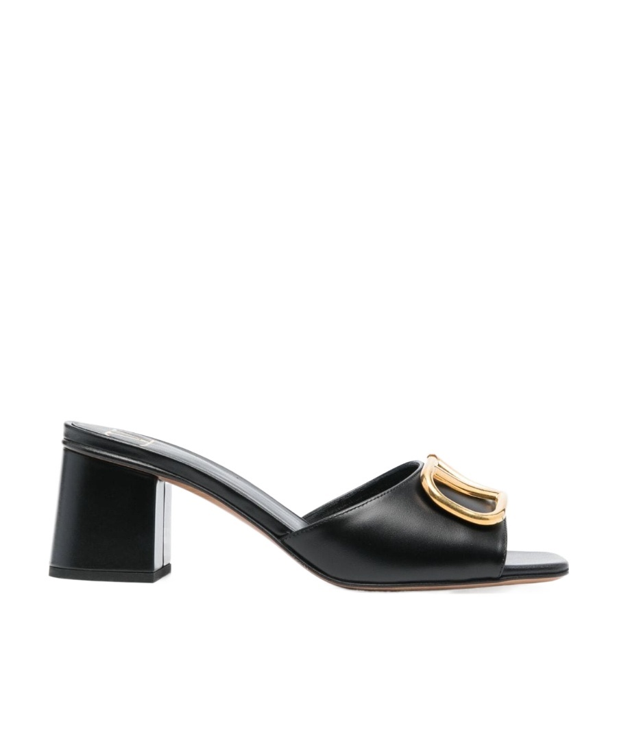 Valentino Black Vlogo Signature Slide Heeled Sandals In Multi