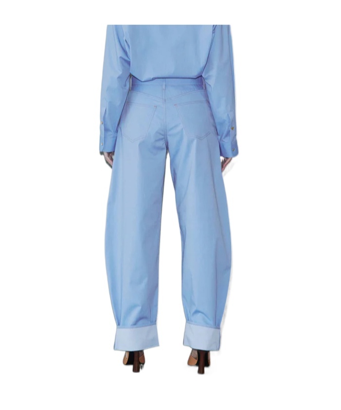 Shop Darkpark Folded-edge Tapered Trousers In Light Blue