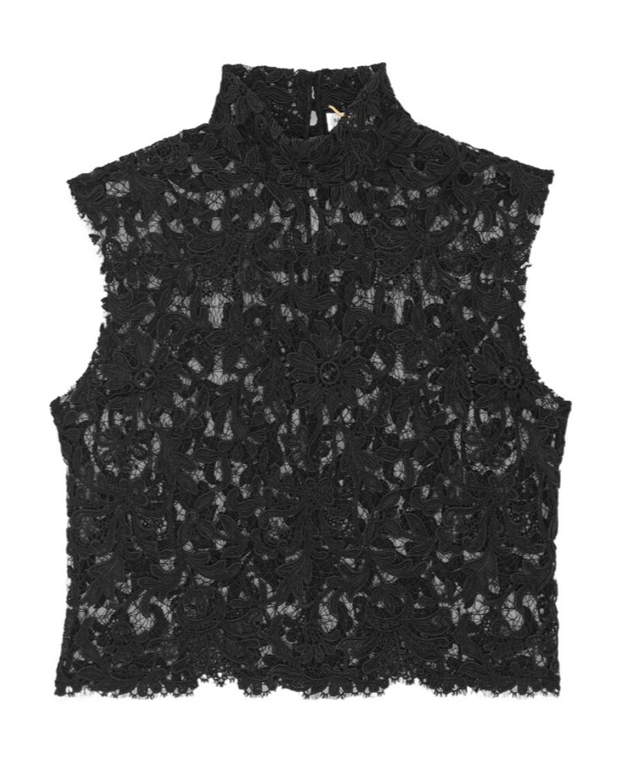 Saint Laurent Women's Lace Top In Black