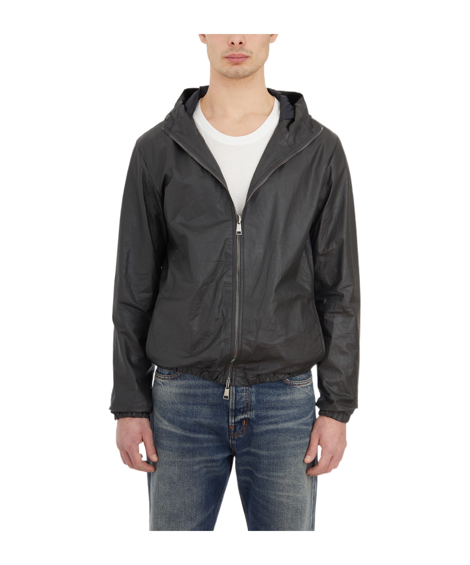Giorgio Brato Giacca In Pelle Con Cappuccio In Black