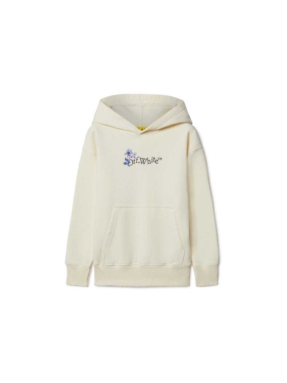 Off-white Arrow Flowers Cotton Hoodie In White