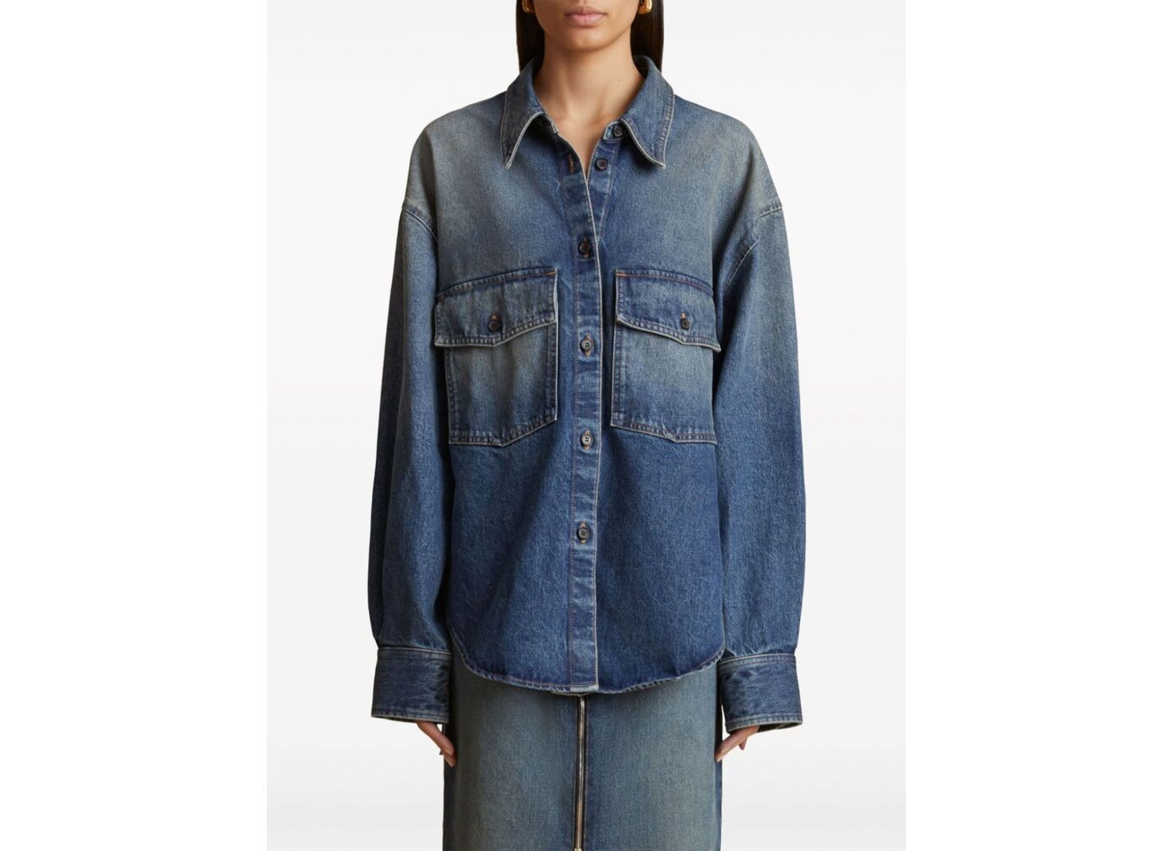 Shop Khaite The Mahmet Denim Shirt In Blue